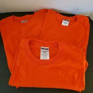 T - Shirts - Plain Orange -  Set of 3 - Small Adult